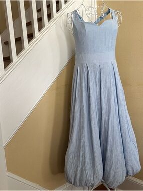 Maison Tara Ski Blue Sleeveless Midi Dress